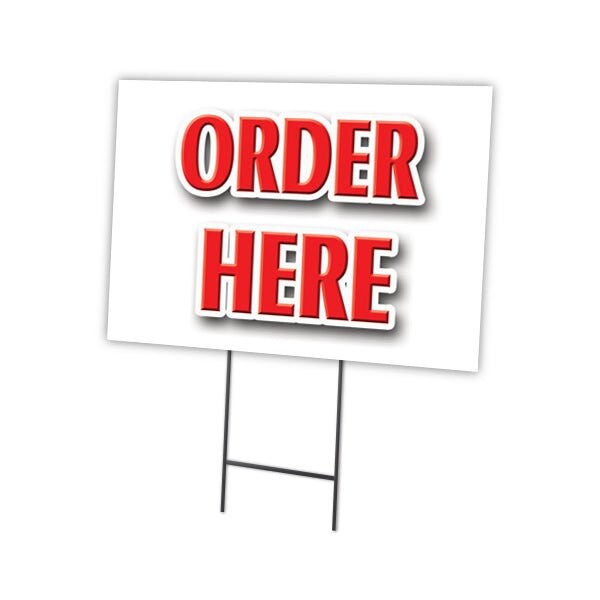 Order Here Yard Sign & Stake outdoor plastic coroplast window, C-1216-DS-Order Here